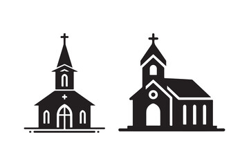 silhouette icon of a Church with no extra details, on a white background