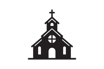 silhouette icon of a Church with no extra details, on a white background