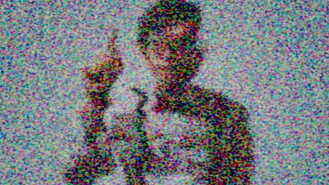 Generative AI is generating image of a man from noise. Concept of artificial intelligence and generative diffusion models.