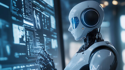 An AI powered automated online customer support chatbot resolving issues and answering questions for e commerce platforms, Business technology style, photo of