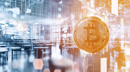 Digital currency, cryptocurrency, blockchain technology, Bitcoin symbol, financial technology, modern finance, abstract background, innovation