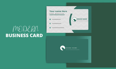 Business card design White and bluish-green color. business card design with elegant green color. 