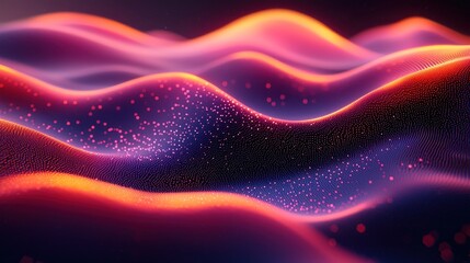 Abstract luminous waves of digital particles, a vibrant futuristic background