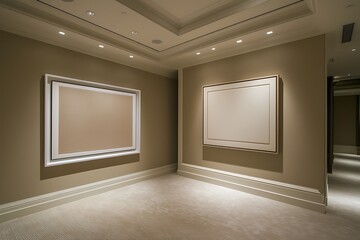 Elegant Interior Hallway with Modern Artwork and Recessed Lighting.