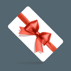 Gift Voucher Card with Red Ribbon and Bow