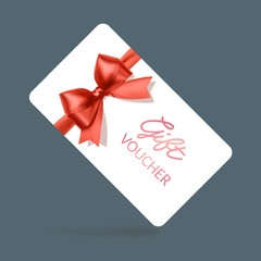 Gift Voucher Card with Red Ribbon and Bow