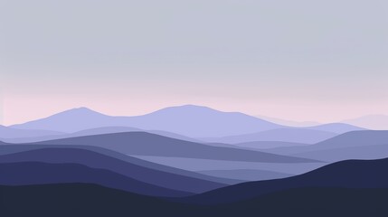 Fototapeta premium Serene Lavender Mountainscape: A Minimalist View of Tranquil Peaks