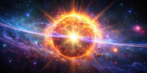 Obraz premium Cosmic Explosion A Celestial Body Undergoes Catastrophic Destruction in a Stunning Display of Energy and Light