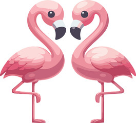 Fototapeta premium シンプルな2匹のフラミンゴのイラスト 