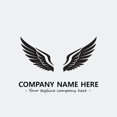 Wing illustration black and white for logo company vector image

