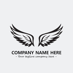 Wing illustration black and white for logo company vector image
