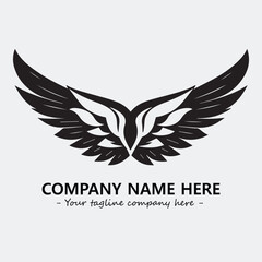Wing illustration black and white for logo company vector image
