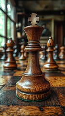 Fototapeta premium Captivating close-up showcasing the detailed craftsmanship of a chess piece