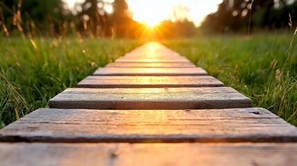 Fototapeta premium Sunset wooden pathway