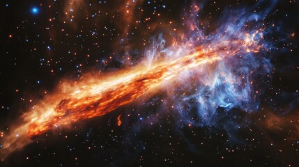 Stunning View of a Distant Galaxy with Colorful Gas and Dust Formations in Outer Space Captured by Telescopes