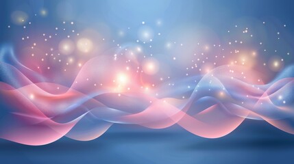 Obraz premium Futuristic abstract background with glowing neon wave lines and dynamic bokeh lights in motion