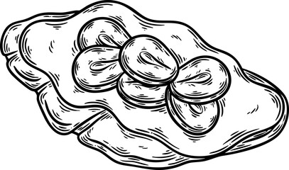 Croffle Hand Drawn Illustration Croissant Waffle Pastry Sketch