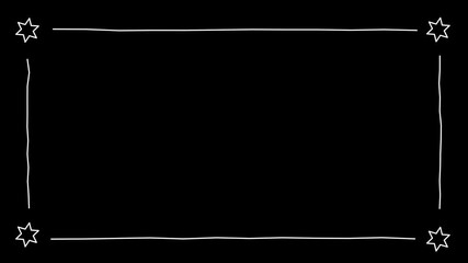 Animated white frame with stars on black background
