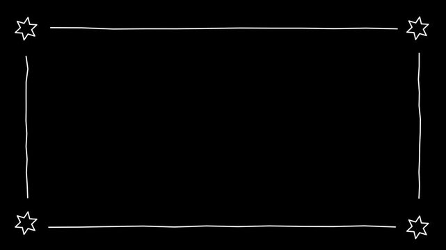 Animated white frame with stars on black background