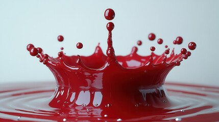 vivid red liquid splash creates striking visual on white surface, capturing essence of motion and fluidity