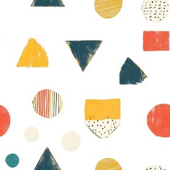 Colorful Modern Contemporary Art Seamless Pattern with Abstract Geometric Shapes