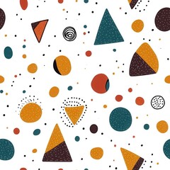 Colorful Modern Contemporary Art Seamless Pattern with Abstract Geometric Shapes