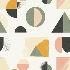 Colorful Modern Contemporary Art Seamless Pattern with Abstract Geometric Shapes