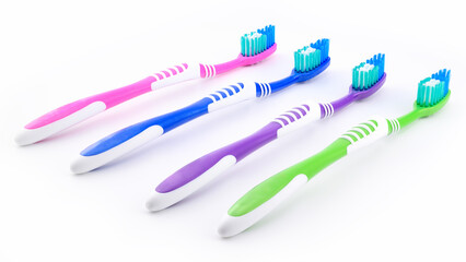 multi-colored toothbrushes arranged in a row for effective oral hygiene