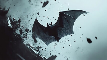 Solitary bat above mist pictures