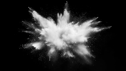 Powder explosion on black background