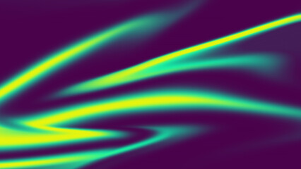 Obraz premium A smooth, abstract image features flowing streaks of vibrant yellow-green and teal against a deep purple background.