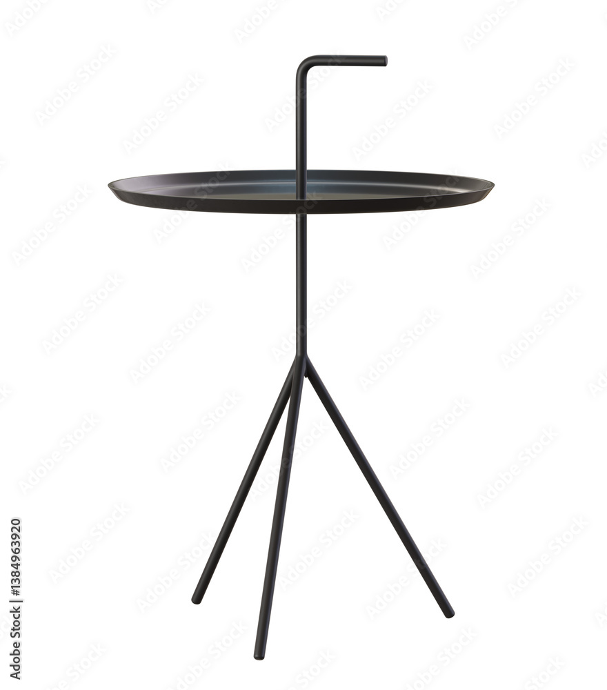 Poster Metal table round tray with handle isolated on transparent background. 3D render.