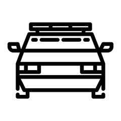 Police Car Icon in Outline Style. Line Art