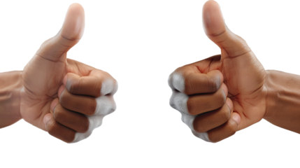 Thumbs Up Gesture: Two hands raised in a gesture of approval and agreement, showcasing a universally recognized symbol of positivity and affirmation.