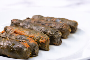 Cabbage wrap. Turkish food traditional stuffing.Cabbage leaf meat filling.