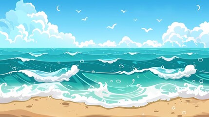 A cartoon design abstract background waves at the beach, Generative AI illustrations.