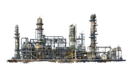Industrial Powerhouse: A detailed and realistic image showcases an industrial complex, highlighting the intricate structures and powerful presence of a modern industrial plant.
