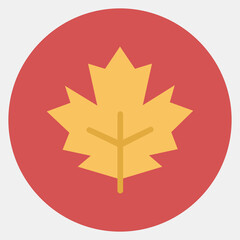 Icon maple. Plant leaves elements. Icon in color mate style.