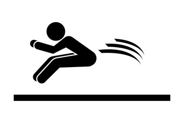 Dynamic Athlete Performing a Long Jump silhouette. Vector.