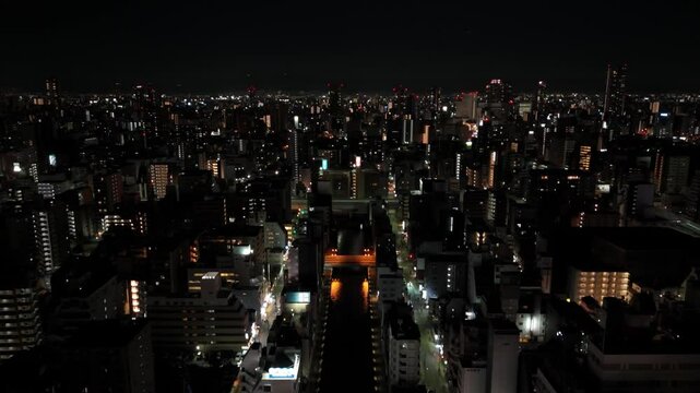 Bird&rsquo;s Eye View of Dotonbori Canal and Neon Streets in Osaka