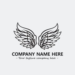 Wing illustration black and white for logo company vector image
