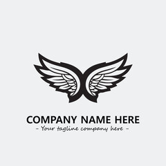 Wing illustration black and white for logo company vector image
