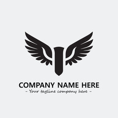 Wing illustration black and white for logo company vector image
