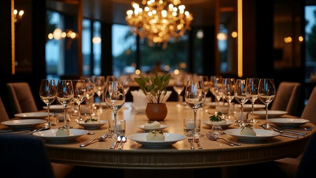 Luxurious private dining table set with sea urchin foam shooters and elegant garnishes