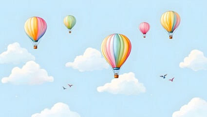 Naklejka premium Colorful Balloons Kids Wallpaper AI