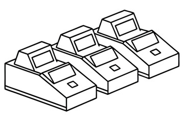 Cash Register Line Art Sketch for Vintage Themed Poster Artwork 