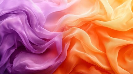 Obraz premium Soft Colorful Silk Fabric in Purple and Orange Fluid Patterns
