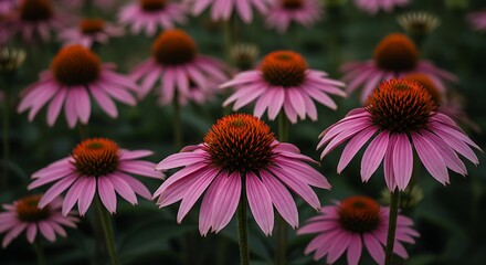 Fototapeta premium Dusk's Embrace: Coneflower Serenade AI Generated