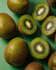 Fototapeta premium Freshness soars with kiwi and splashes; nature’s artistry.Freshness soars with kiwi and splashes; nature’s artistry.