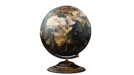 Earth Globe: A detailed globe with a vintage aesthetic, showcasing the continents and oceans, mounted on a stand, symbolizing exploration, travel and global awareness.